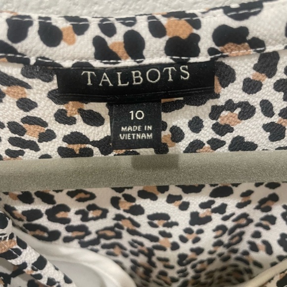 TALBOTS LEOPARD FLUTTER SLEEVE A-LINE DRESS - Picture 7 of 9